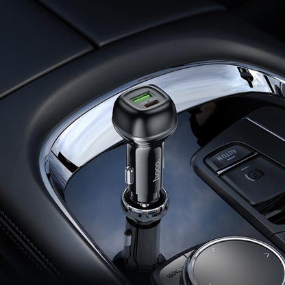 hoco Z58A Rank Dual Port PD30W and QC3.0 Car Charger Set with Type-C to 8 Pin Cable(Black) - Car Charger by hoco | Online Shopping UK | buy2fix