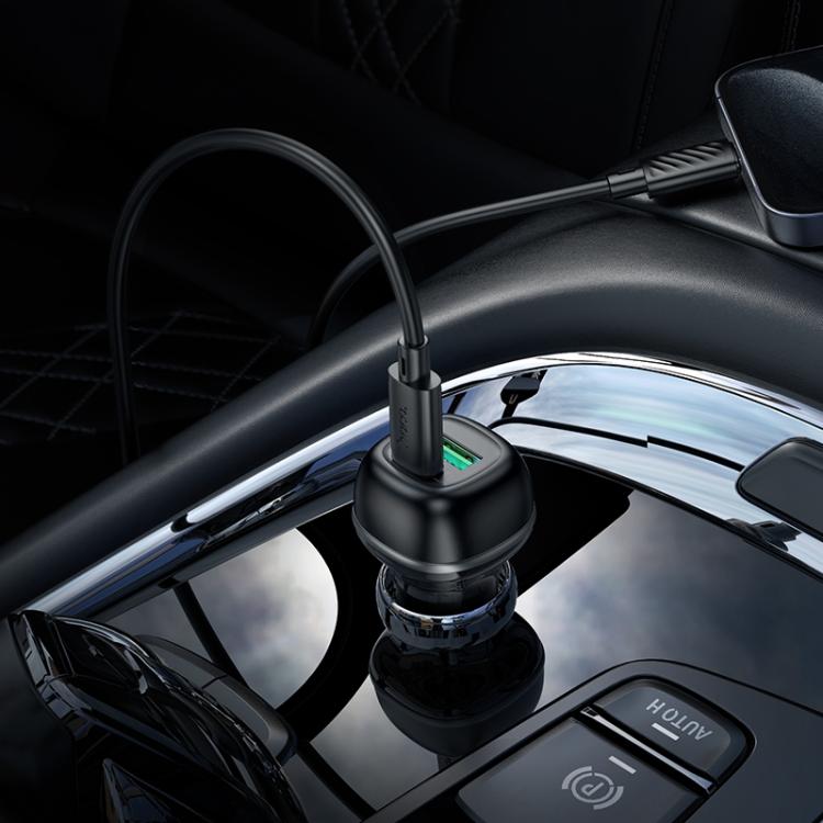 hoco Z58A Rank Dual Port PD30W and QC3.0 Car Charger Set with Type-C to 8 Pin Cable(Black) - Car Charger by hoco | Online Shopping UK | buy2fix