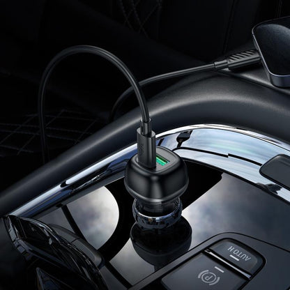 hoco Z58A Rank Dual Port PD30W and QC3.0 Car Charger Set with Type-C to 8 Pin Cable(Black) - Car Charger by hoco | Online Shopping UK | buy2fix