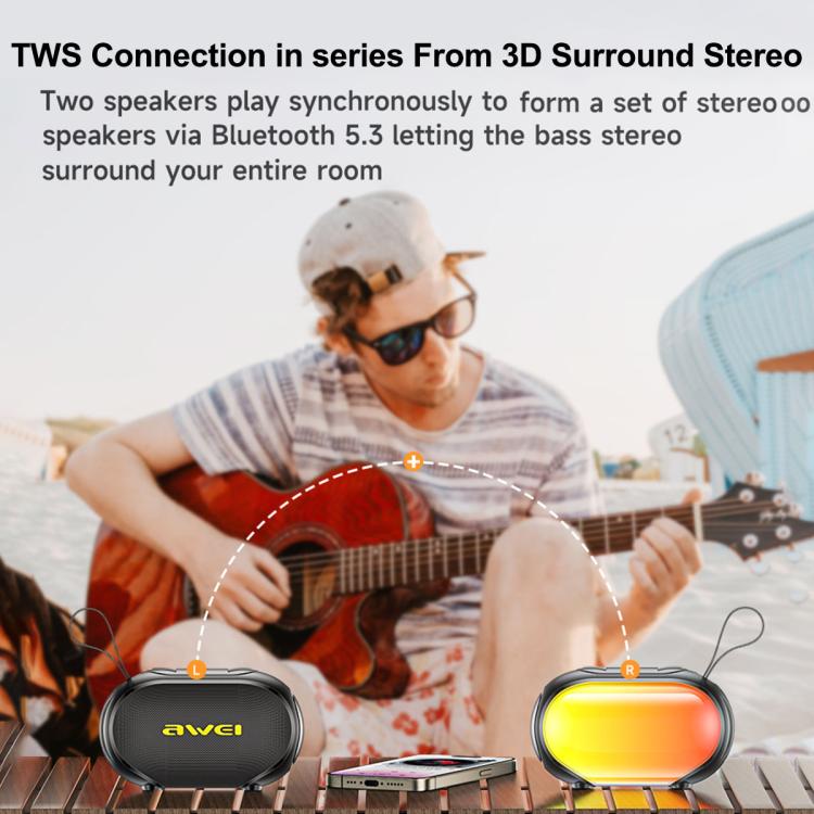 awei KA1 Outdoor Portable Colorful Light Bluetooth Speaker(Black) - Desktop Speaker by awei | Online Shopping UK | buy2fix