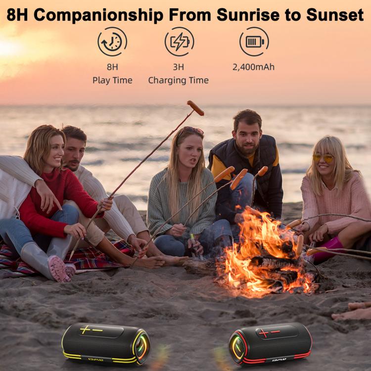 awei KA5 Portable Outdoor Colorful RGB Light Bluetooth Speaker(Black Yellow) - Desktop Speaker by awei | Online Shopping UK | buy2fix