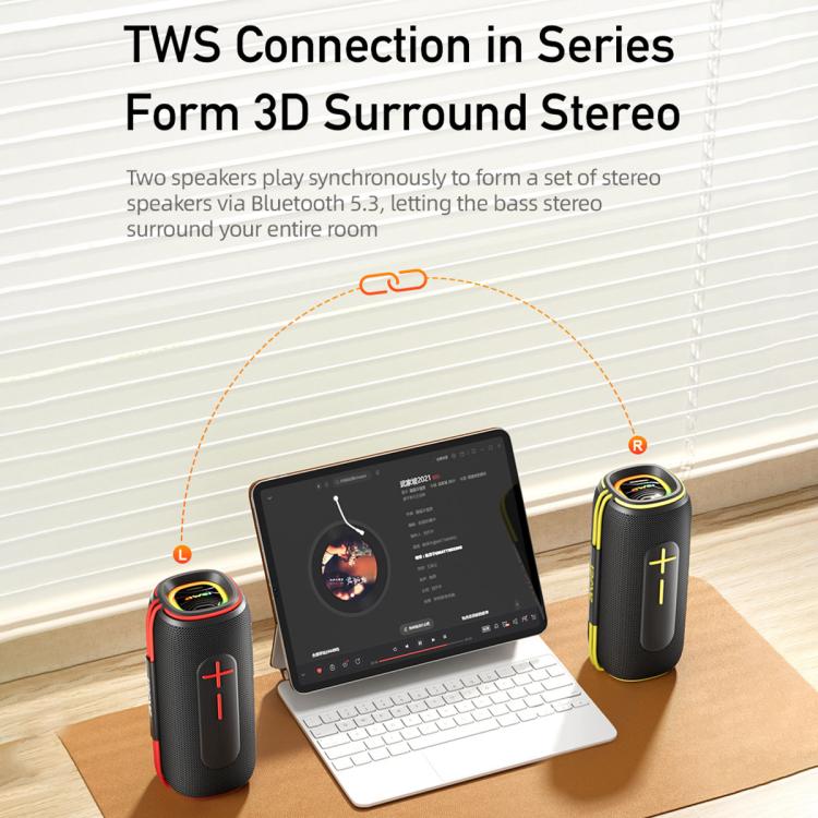 awei KA5 Portable Outdoor Colorful RGB Light Bluetooth Speaker(Black Yellow) - Desktop Speaker by awei | Online Shopping UK | buy2fix