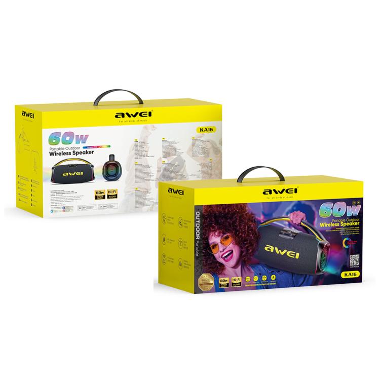 awei KA16 60W Portable Outdoor Bluetooth Speaker(Black) - Desktop Speaker by awei | Online Shopping UK | buy2fix