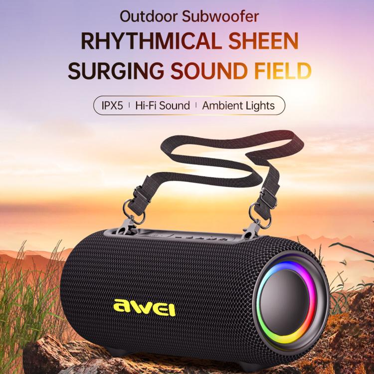 awei KA33 Portable Outdoor Waterproof Bluetooth Speaker Subwoofer(Black) - Desktop Speaker by awei | Online Shopping UK | buy2fix