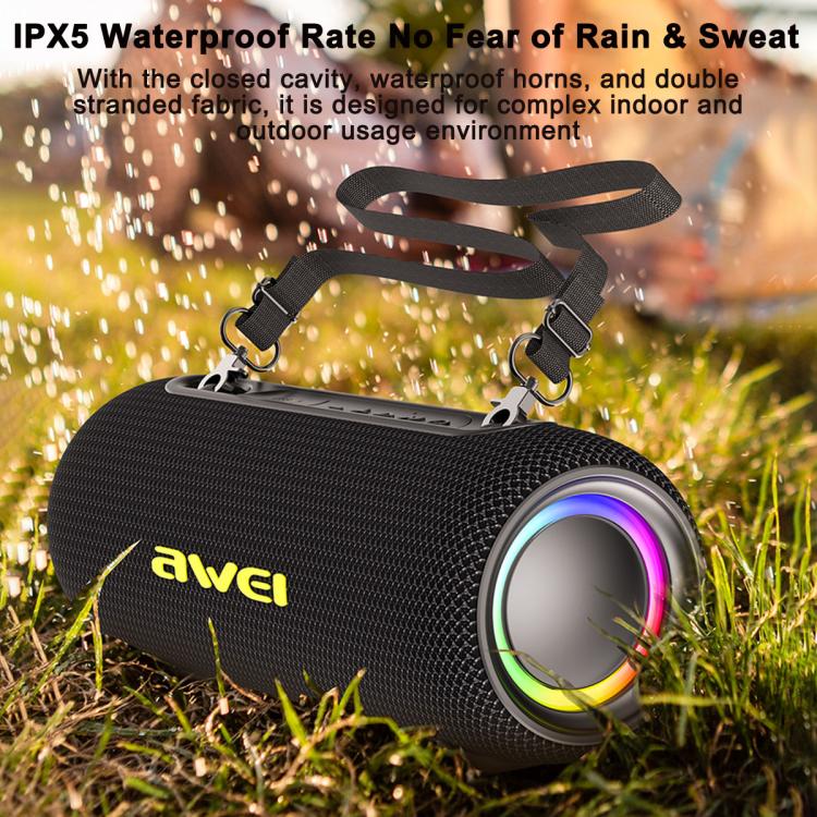 awei KA33 Portable Outdoor Waterproof Bluetooth Speaker Subwoofer(Black) - Desktop Speaker by awei | Online Shopping UK | buy2fix