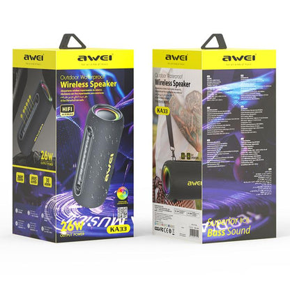 awei KA33 Portable Outdoor Waterproof Bluetooth Speaker Subwoofer(Black) - Desktop Speaker by awei | Online Shopping UK | buy2fix