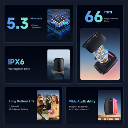 awei Y525 Portable Colorful Ambient Light Bluetooth Speaker(Black) - Desktop Speaker by awei | Online Shopping UK | buy2fix