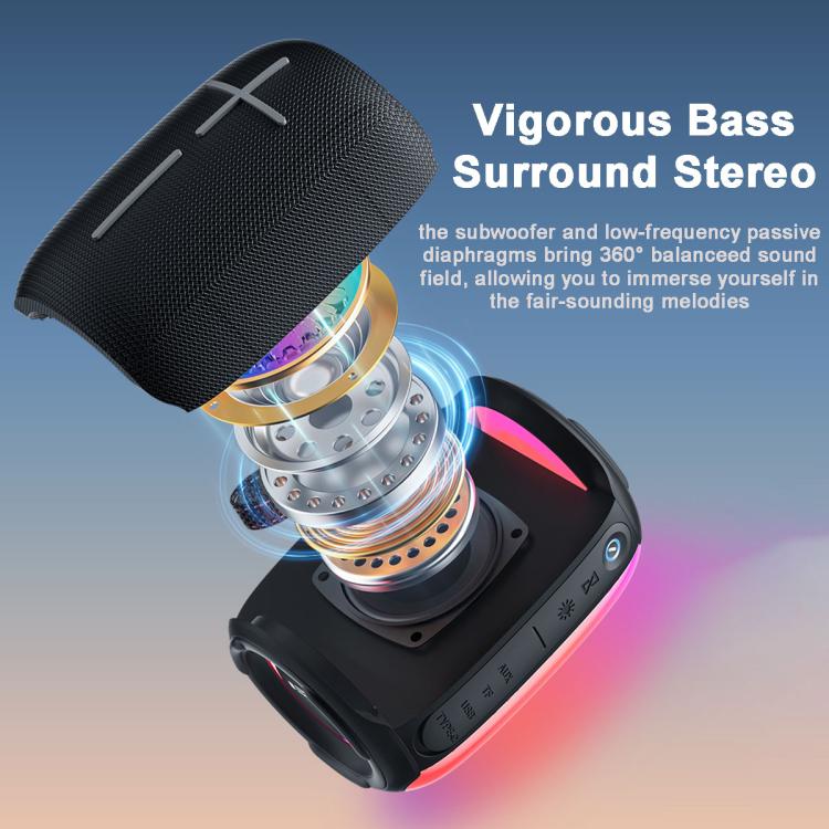 awei Y525 Portable Colorful Ambient Light Bluetooth Speaker(Black) - Desktop Speaker by awei | Online Shopping UK | buy2fix