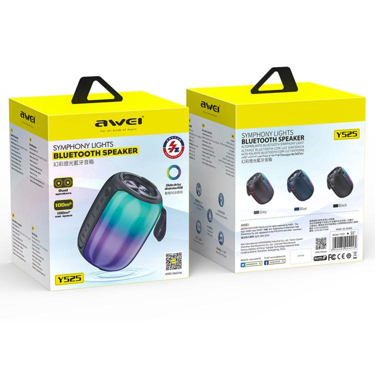 awei Y525 Portable Colorful Ambient Light Bluetooth Speaker(Black) - Desktop Speaker by awei | Online Shopping UK | buy2fix