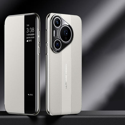 For Huawei Pura 70 Smart View Window Imitation Ultimate Design Phone Case(White) - Huawei Cases by buy2fix | Online Shopping UK | buy2fix