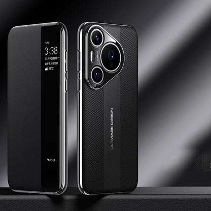 For Huawei Pura 70 Pro Smart View Window Imitation Ultimate Design Phone Case(Black) - Huawei Cases by buy2fix | Online Shopping UK | buy2fix