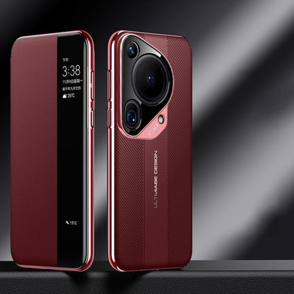 For Huawei Pura 70 Ultra Smart View Window Imitation Ultimate Design Phone Case(Red) - Huawei Cases by buy2fix | Online Shopping UK | buy2fix