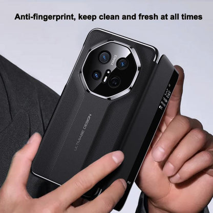 For Huawei Pura 70 Ultra Smart View Window Imitation Ultimate Design Phone Case(Gold) - Huawei Cases by buy2fix | Online Shopping UK | buy2fix