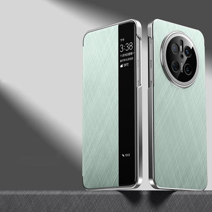 For Huawei Mate 70 Smart View Window Plain Leather Paint PC Phone Case(Cyan-blue) - Huawei Cases by buy2fix | Online Shopping UK | buy2fix