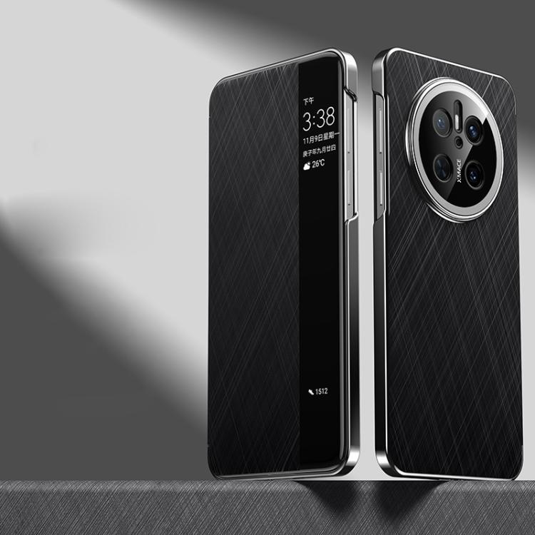 For Huawei Mate 70 Smart View Window Plain Leather Paint PC Phone Case(Black) - Huawei Cases by buy2fix | Online Shopping UK | buy2fix