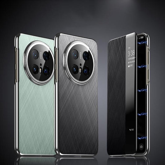 For Huawei Mate 60 Smart View Window Plain Leather Paint PC Phone Case(Black) - Huawei Cases by buy2fix | Online Shopping UK | buy2fix