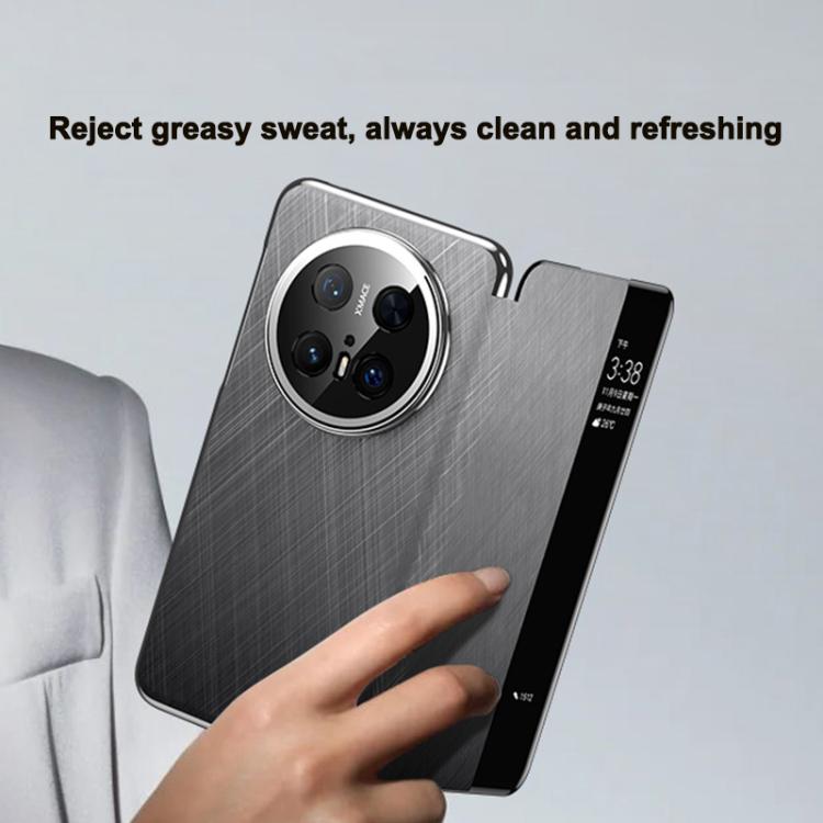 For Huawei Mate 70 Smart View Window Plain Leather Paint PC Phone Case(Grey) - Huawei Cases by buy2fix | Online Shopping UK | buy2fix