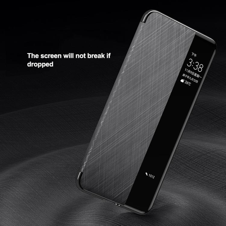 For Huawei Mate 70 Smart View Window Plain Leather Paint PC Phone Case(Grey) - Huawei Cases by buy2fix | Online Shopping UK | buy2fix