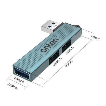 Onten US51 3 in 1 USB 3.0 HUB(Pine Green) - USB 3.0 HUB by Onten | Online Shopping UK | buy2fix