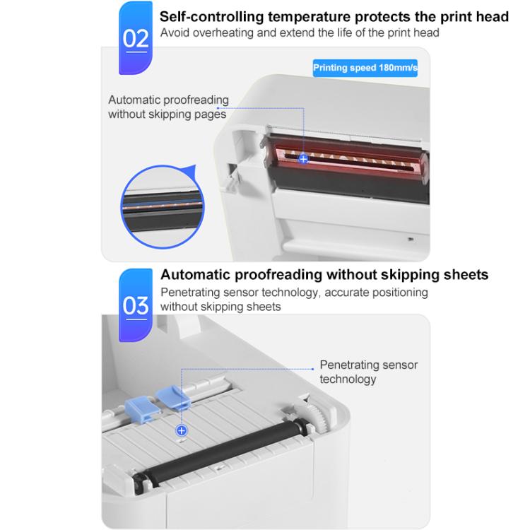 HPRT D35 Bluetooth Version Express Electronic Waybill Printer, Plug:EU Plug(White) - Printer by buy2fix | Online Shopping UK | buy2fix