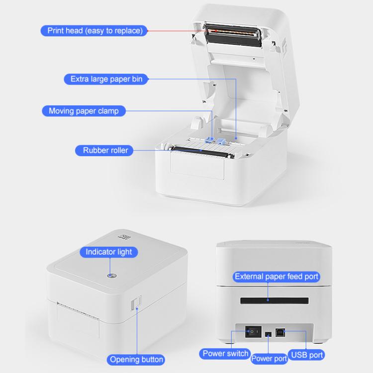 HPRT D35 Bluetooth Version Express Electronic Waybill Printer, Plug:UK Plug(White) - Printer by buy2fix | Online Shopping UK | buy2fix