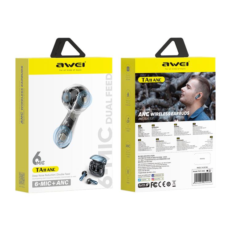 awei TA11 ANC Noise Reduction True Wireless Bluetooth Earphone(Black) - Bluetooth Earphone by awei | Online Shopping UK | buy2fix