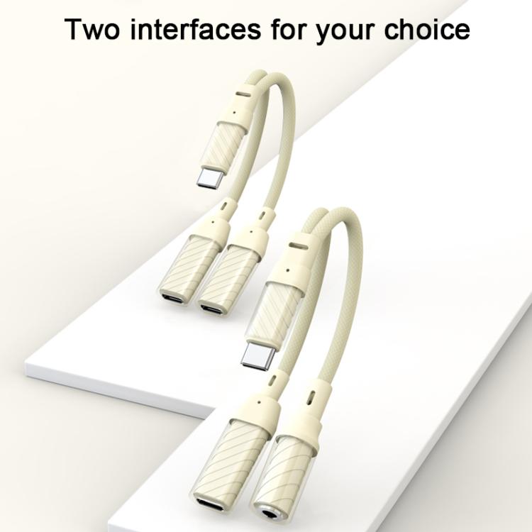 60W 2 in 1 Type-C to Type-C and 3.5mm Audio Adapter(Apricot) - Audio Adapter by buy2fix | Online Shopping UK | buy2fix