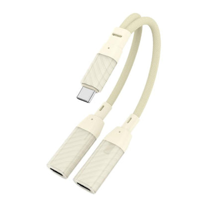 60W 2 in 1 Type-C to Dual Type-C Audio Adapter(Apricot) - Audio Adapter by buy2fix | Online Shopping UK | buy2fix