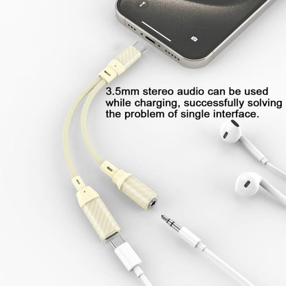 60W 2 in 1 Type-C to Dual Type-C Audio Adapter(Apricot) - Audio Adapter by buy2fix | Online Shopping UK | buy2fix