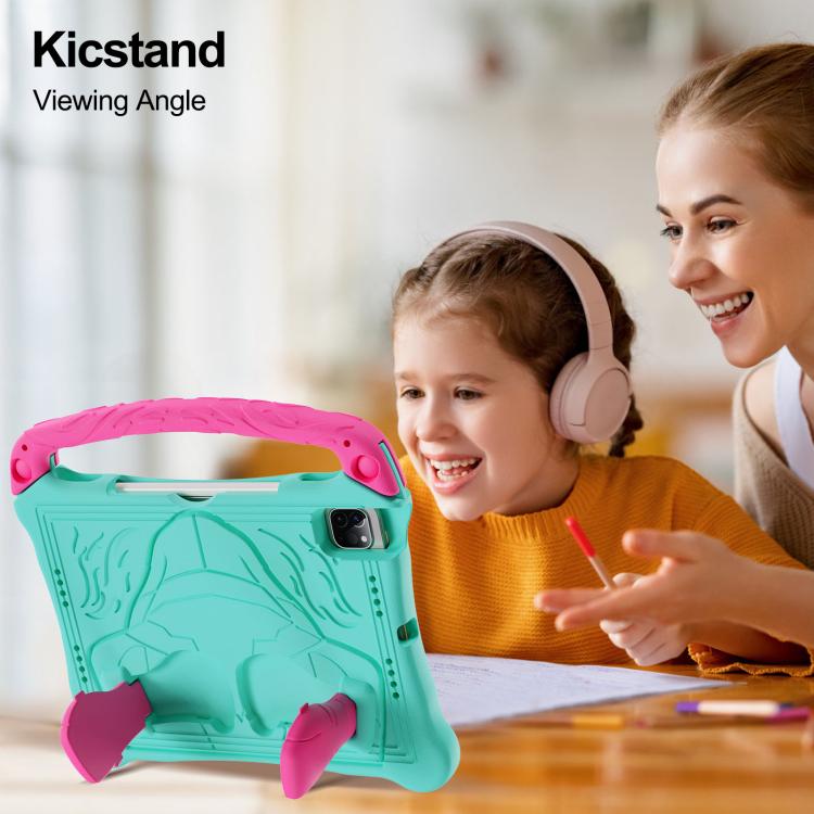 For iPad Pro 11 2022 / 2021 / 2020 Boxing Series Kickstand EVA Shockproof Tablet Case with Shoulder Strap(Mint Rose Red) - iPad Pro 11 (2022/2021) Cases by buy2fix | Online Shopping UK | buy2fix