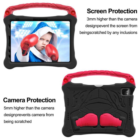 For iPad Air 2022 / 2020 10.9 Boxing Series Kickstand EVA Shockproof Tablet Case with Shoulder Strap(Black Red) - iPad Air (2022) / (2020) 10.9 Cases by buy2fix | Online Shopping UK | buy2fix