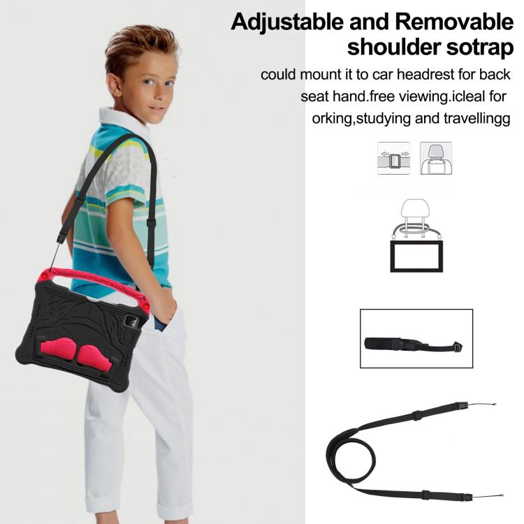 For iPad Air 2022 / 2020 10.9 Boxing Series Kickstand EVA Shockproof Tablet Case with Shoulder Strap(Black Red) - iPad Air (2022) / (2020) 10.9 Cases by buy2fix | Online Shopping UK | buy2fix