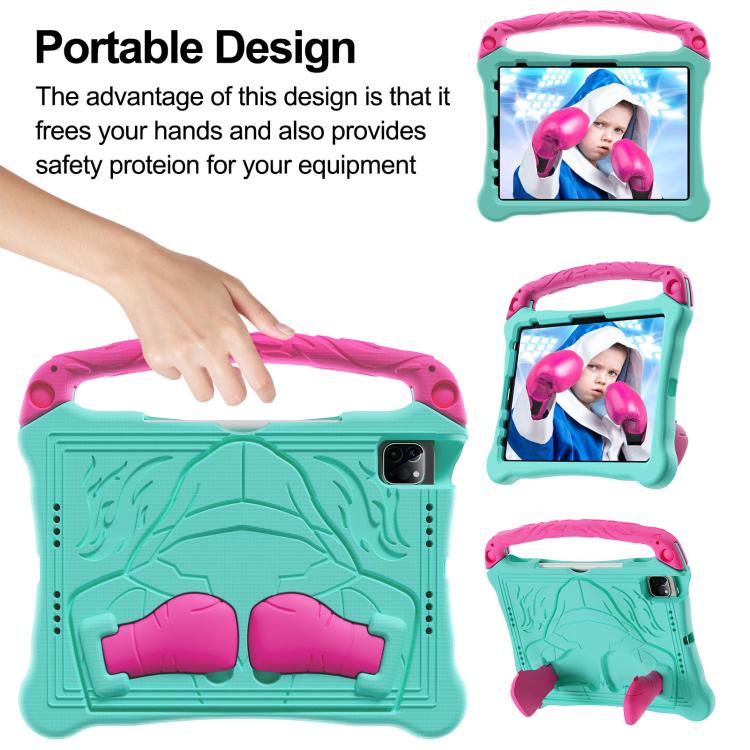 For iPad Air 11 2024 /  2025 Boxing Series Kickstand EVA Shockproof Tablet Case with Shoulder Strap(Mint Rose Red) - iPad Air 11 2025 / 2024 Cases by buy2fix | Online Shopping UK | buy2fix