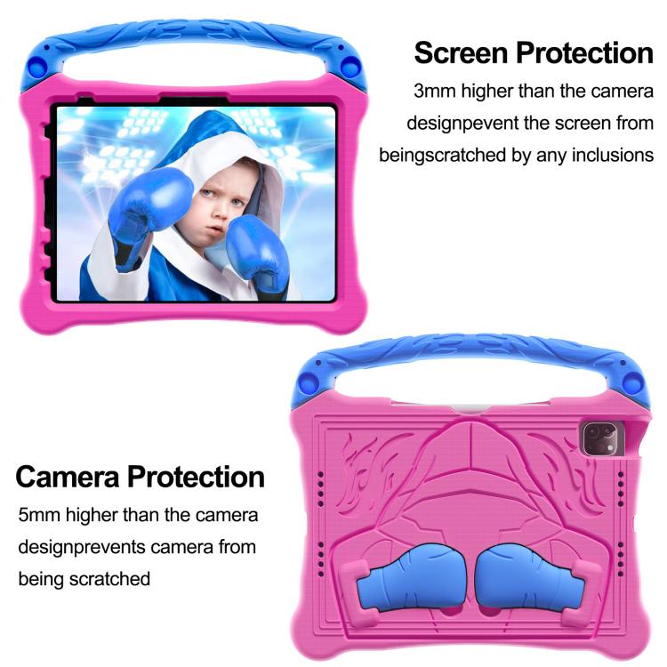 For iPad Air 11 2024 /  2025 Boxing Series Kickstand EVA Shockproof Tablet Case with Shoulder Strap(Rose Red Blue) - iPad Air 11 2025 / 2024 Cases by buy2fix | Online Shopping UK | buy2fix
