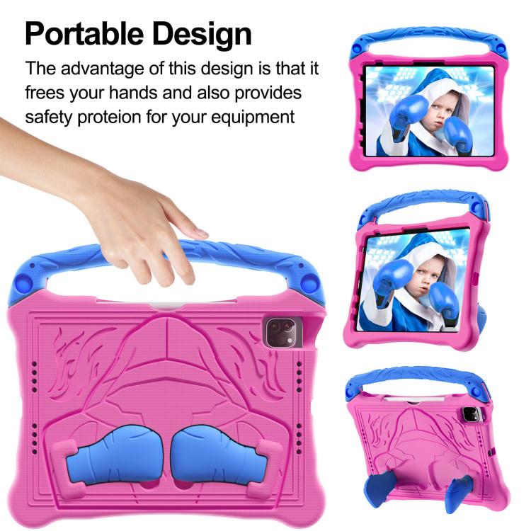 For iPad Air 11 2024 /  2025 Boxing Series Kickstand EVA Shockproof Tablet Case with Shoulder Strap(Rose Red Blue) - iPad Air 11 2025 / 2024 Cases by buy2fix | Online Shopping UK | buy2fix