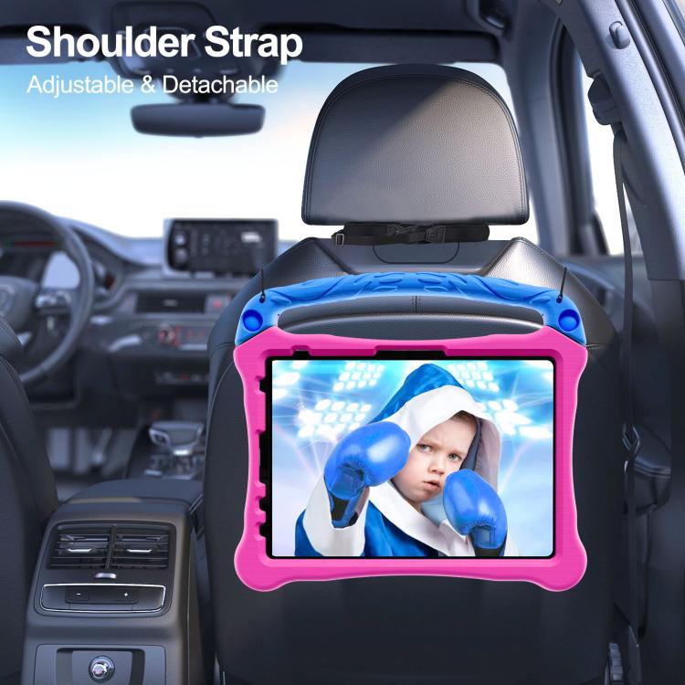 For iPad Air 11 2024 /  2025 Boxing Series Kickstand EVA Shockproof Tablet Case with Shoulder Strap(Rose Red Blue) - iPad Air 11 2025 / 2024 Cases by buy2fix | Online Shopping UK | buy2fix