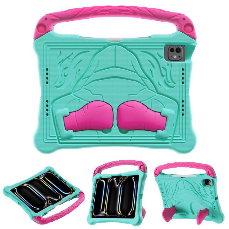 For iPad Pro 11 2024 Boxing Series Kickstand EVA Shockproof Tablet Case with Shoulder Strap(Mint Rose Red) - iPad Pro 11 2024 Cases by buy2fix | Online Shopping UK | buy2fix