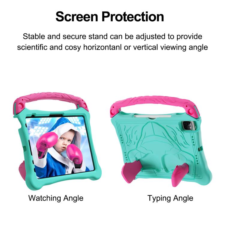 For iPad Pro 11 2024 Boxing Series Kickstand EVA Shockproof Tablet Case with Shoulder Strap(Mint Rose Red) - iPad Pro 11 2024 Cases by buy2fix | Online Shopping UK | buy2fix