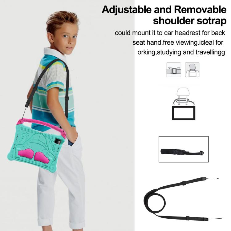 For iPad Pro 11 2024 Boxing Series Kickstand EVA Shockproof Tablet Case with Shoulder Strap(Mint Rose Red) - iPad Pro 11 2024 Cases by buy2fix | Online Shopping UK | buy2fix