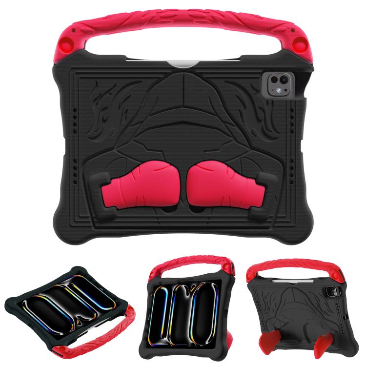 For iPad Pro 11 2024 Boxing Series Kickstand EVA Shockproof Tablet Case with Shoulder Strap(Black Red) - iPad Pro 11 2024 Cases by buy2fix | Online Shopping UK | buy2fix