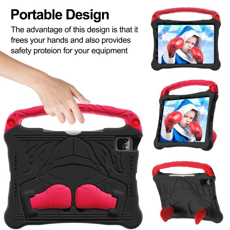 For iPad Pro 11 2024 Boxing Series Kickstand EVA Shockproof Tablet Case with Shoulder Strap(Black Red) - iPad Pro 11 2024 Cases by buy2fix | Online Shopping UK | buy2fix