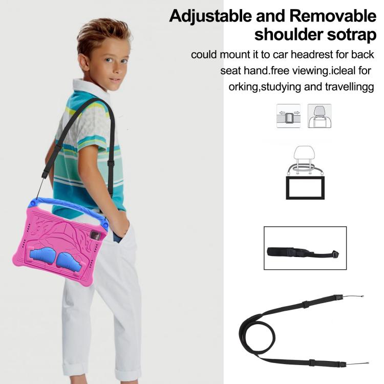 For iPad Pro 11 2024 Boxing Series Kickstand EVA Shockproof Tablet Case with Shoulder Strap(Rose Red Blue) - iPad Pro 11 2024 Cases by buy2fix | Online Shopping UK | buy2fix