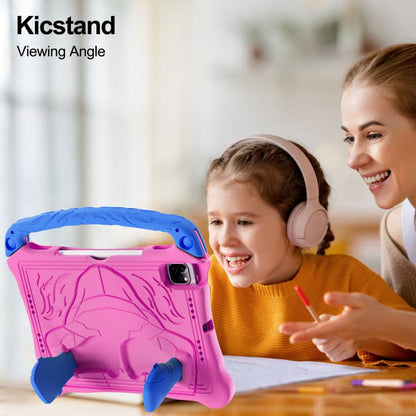 For iPad Pro 11 2024 Boxing Series Kickstand EVA Shockproof Tablet Case with Shoulder Strap(Rose Red Blue) - iPad Pro 11 2024 Cases by buy2fix | Online Shopping UK | buy2fix