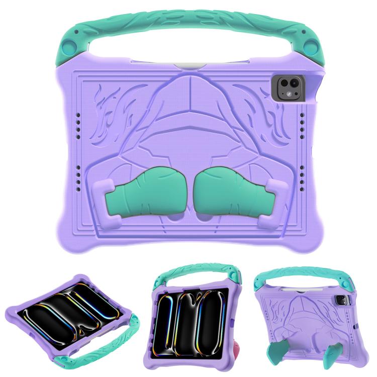 For iPad Pro 11 2024 Boxing Series Kickstand EVA Shockproof Tablet Case with Shoulder Strap(Purple Mint) - iPad Pro 11 2024 Cases by buy2fix | Online Shopping UK | buy2fix