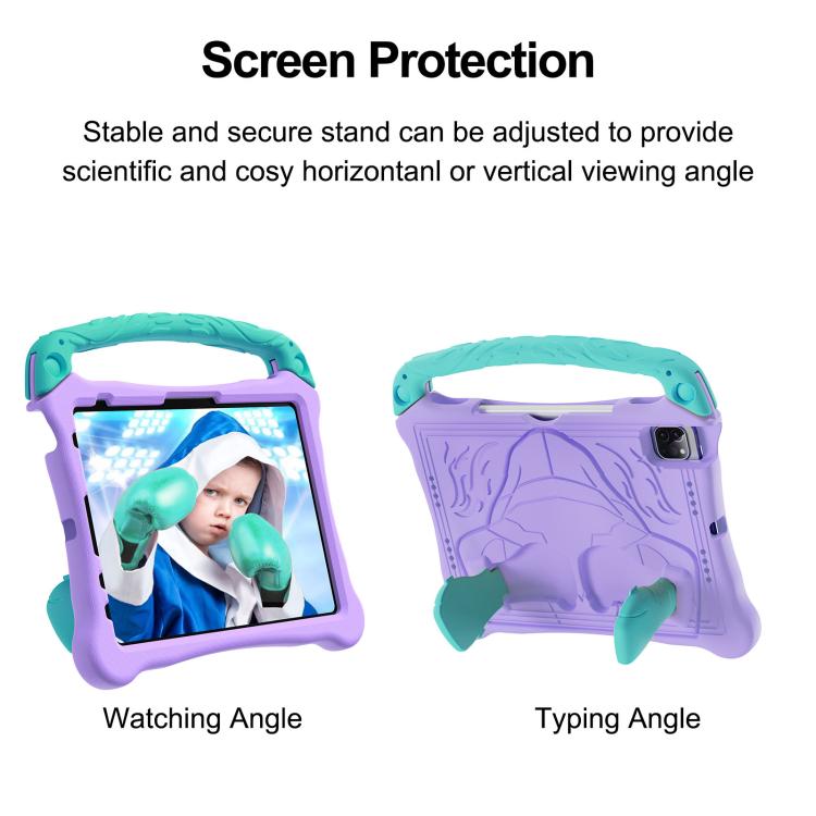 For iPad Pro 11 2024 Boxing Series Kickstand EVA Shockproof Tablet Case with Shoulder Strap(Purple Mint) - iPad Pro 11 2024 Cases by buy2fix | Online Shopping UK | buy2fix