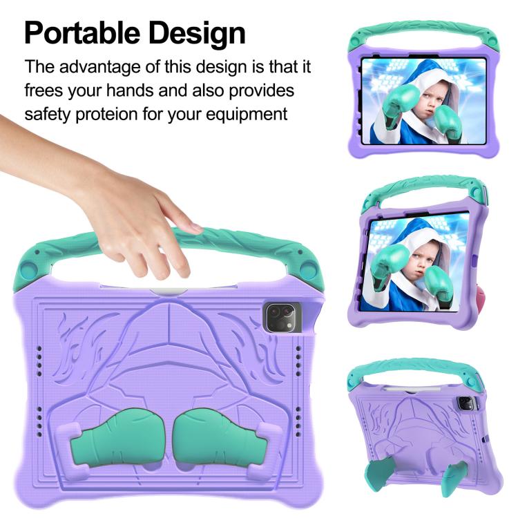 For iPad Pro 11 2024 Boxing Series Kickstand EVA Shockproof Tablet Case with Shoulder Strap(Purple Mint) - iPad Pro 11 2024 Cases by buy2fix | Online Shopping UK | buy2fix