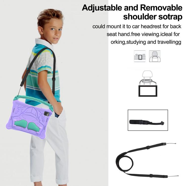 For iPad Pro 11 2024 Boxing Series Kickstand EVA Shockproof Tablet Case with Shoulder Strap(Purple Mint) - iPad Pro 11 2024 Cases by buy2fix | Online Shopping UK | buy2fix