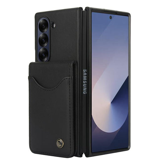For Samsung Galaxy Z Fold5 AwQuer RFID Vertical Flip Card Bag Holder Leather Phone Case(Black) - Galaxy Z Fold5 Cases by Awquer | Online Shopping UK | buy2fix