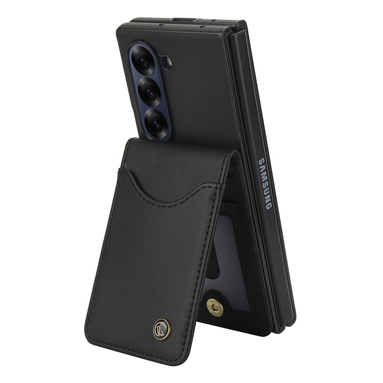 For Samsung Galaxy Z Fold5 AwQuer RFID Vertical Flip Card Bag Holder Leather Phone Case(Black) - Galaxy Z Fold5 Cases by Awquer | Online Shopping UK | buy2fix