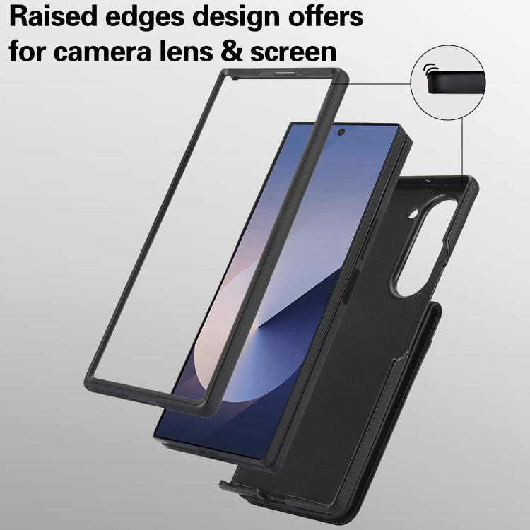 For Samsung Galaxy Z Fold5 AwQuer RFID Vertical Flip Card Bag Holder Leather Phone Case(Black) - Galaxy Z Fold5 Cases by Awquer | Online Shopping UK | buy2fix